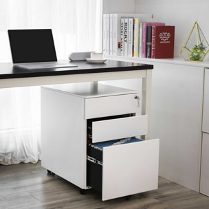 Cassettiera per documenti OFC60WT in acciaio bianco con ruote