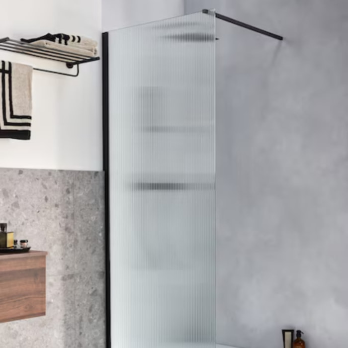 Paroi de douche Contra flute 90cm + kit profilé Noir mat