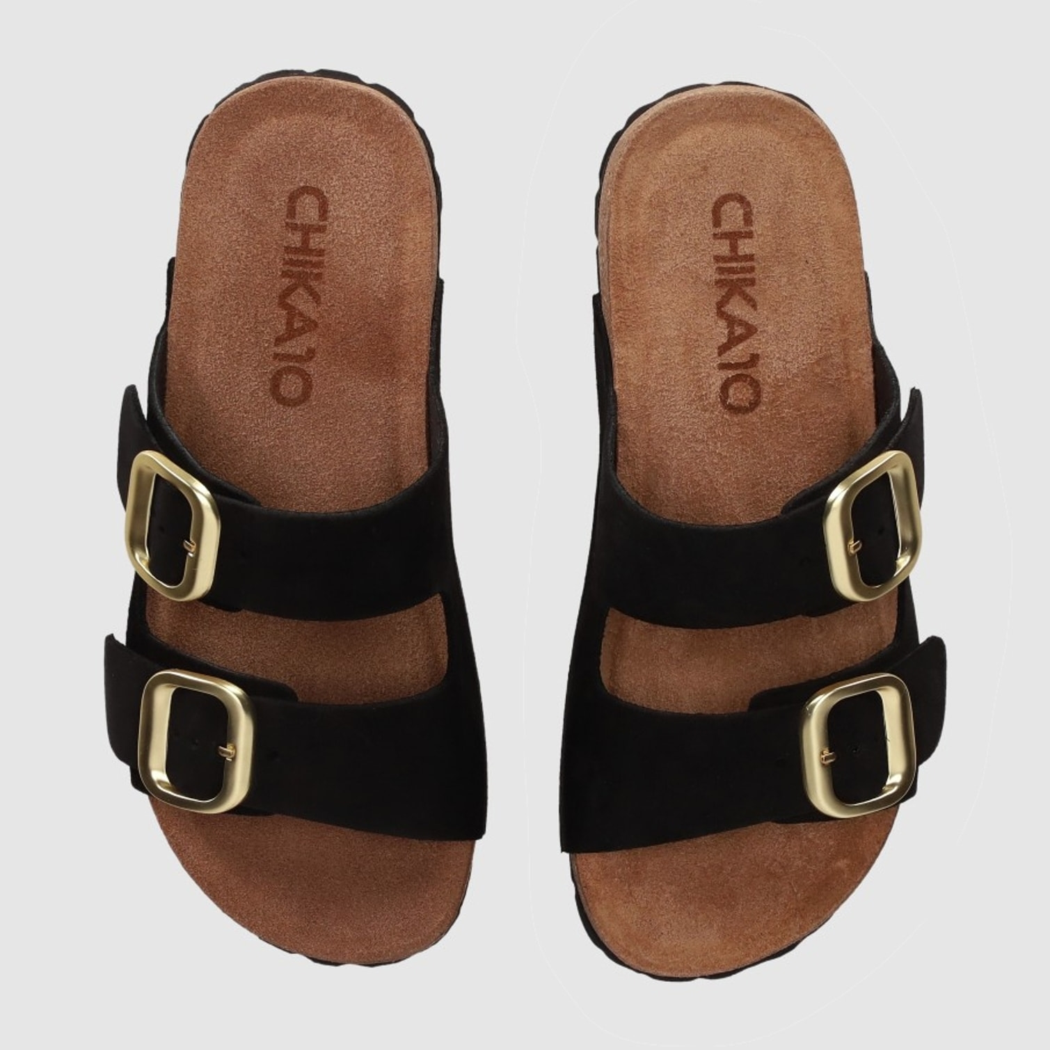 Sandalias de Serraje - Negro - Tacón: 4 cm