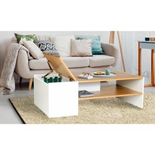 Table basse avec coffre Zoé - Bois - Blanc