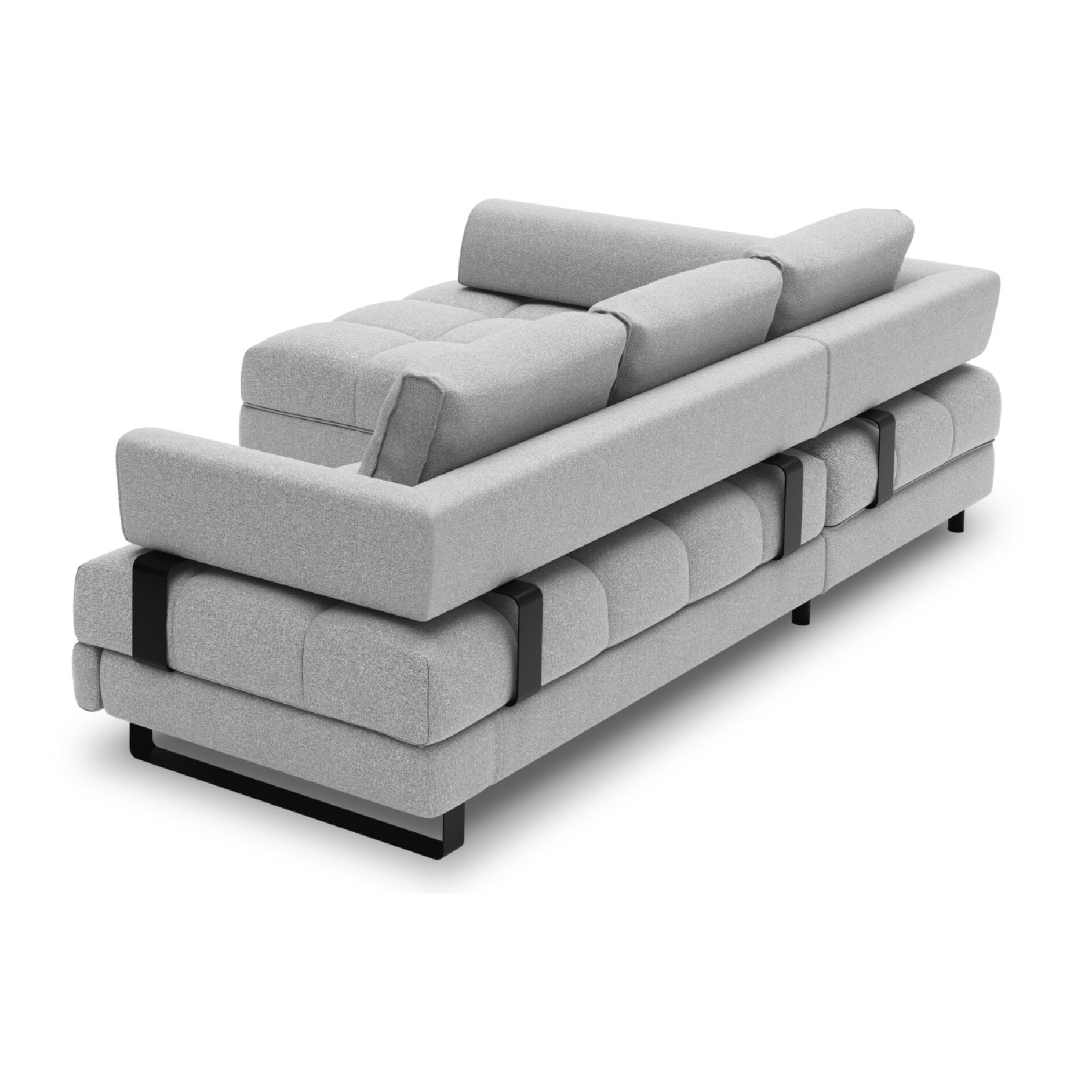 Canapé d'angle gauche convertible avec coffre de rangement "Clinton" 5 places en tissu structurel gris
