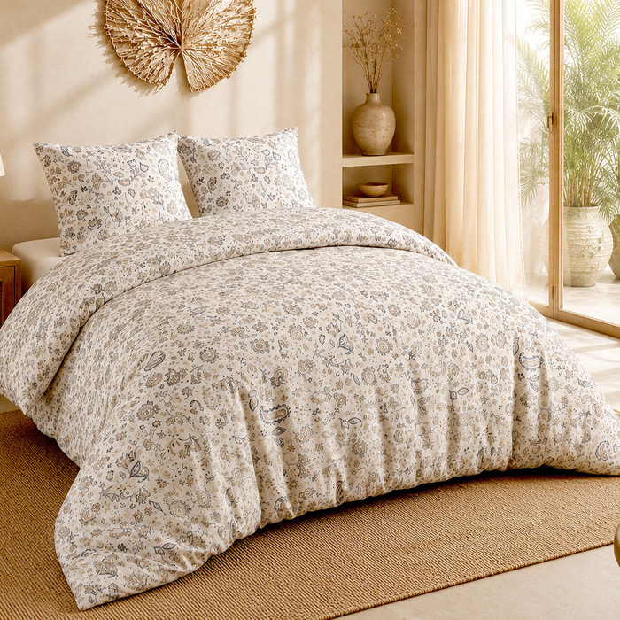 Parure housse de couette 100% percale de coton motif cachemire paisley - ISHANI