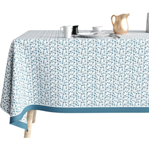 Nappe imprimée Coton Anti Tache Fleurs Des Champs Bleu