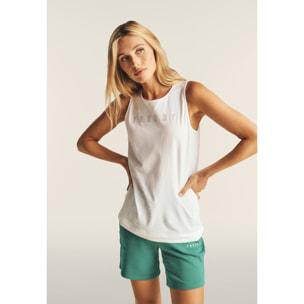 Canotta con scollo tondo e logo glitter