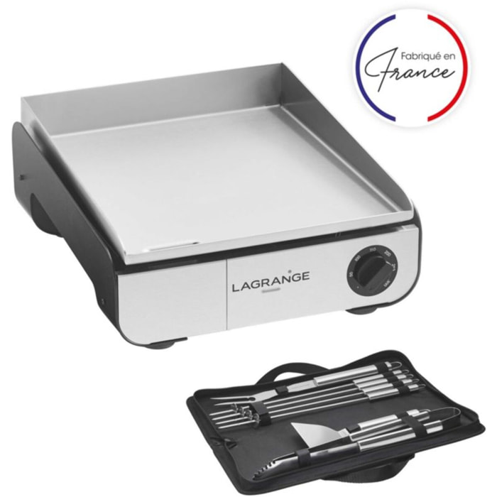 Plancha électrique LAGRANGE Pro 35S noir à poser, 40x35 cm + kit d'accessoires