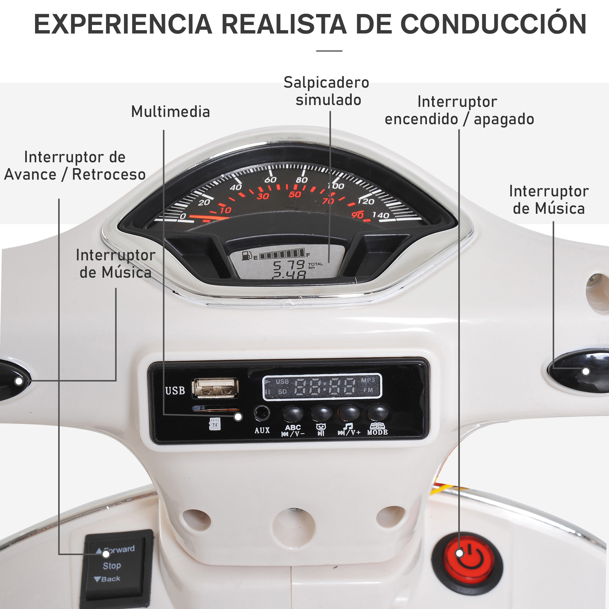 Moto Eléctrica Infantil Blanco