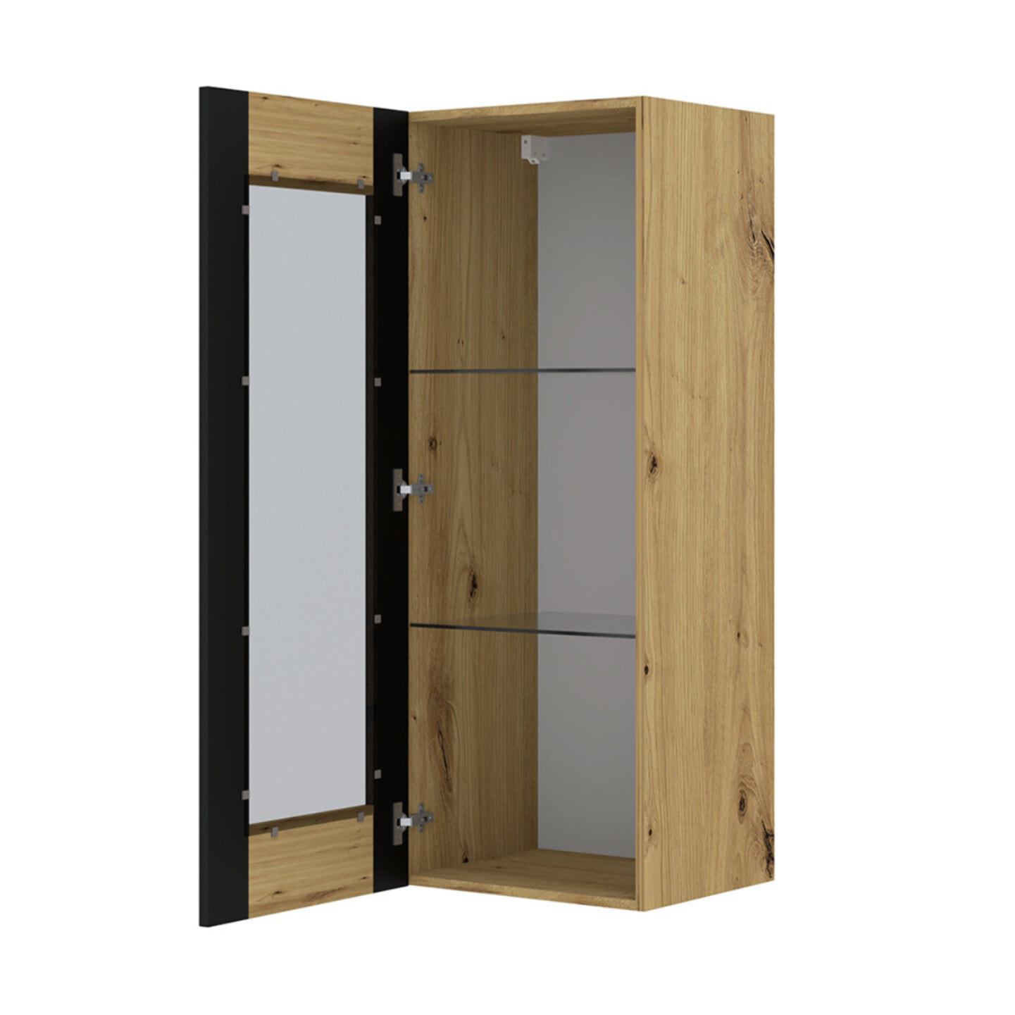 Pedro - vitrine suspendue - bois et noir - 125 cm - Bois / Noir