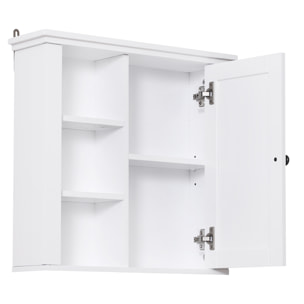 Armoire haute murale de salle de bain ou WC placard 1 porte 3 niches dim. 53L x 14,5l x 50,5H cm MDF panneaux particules blanc