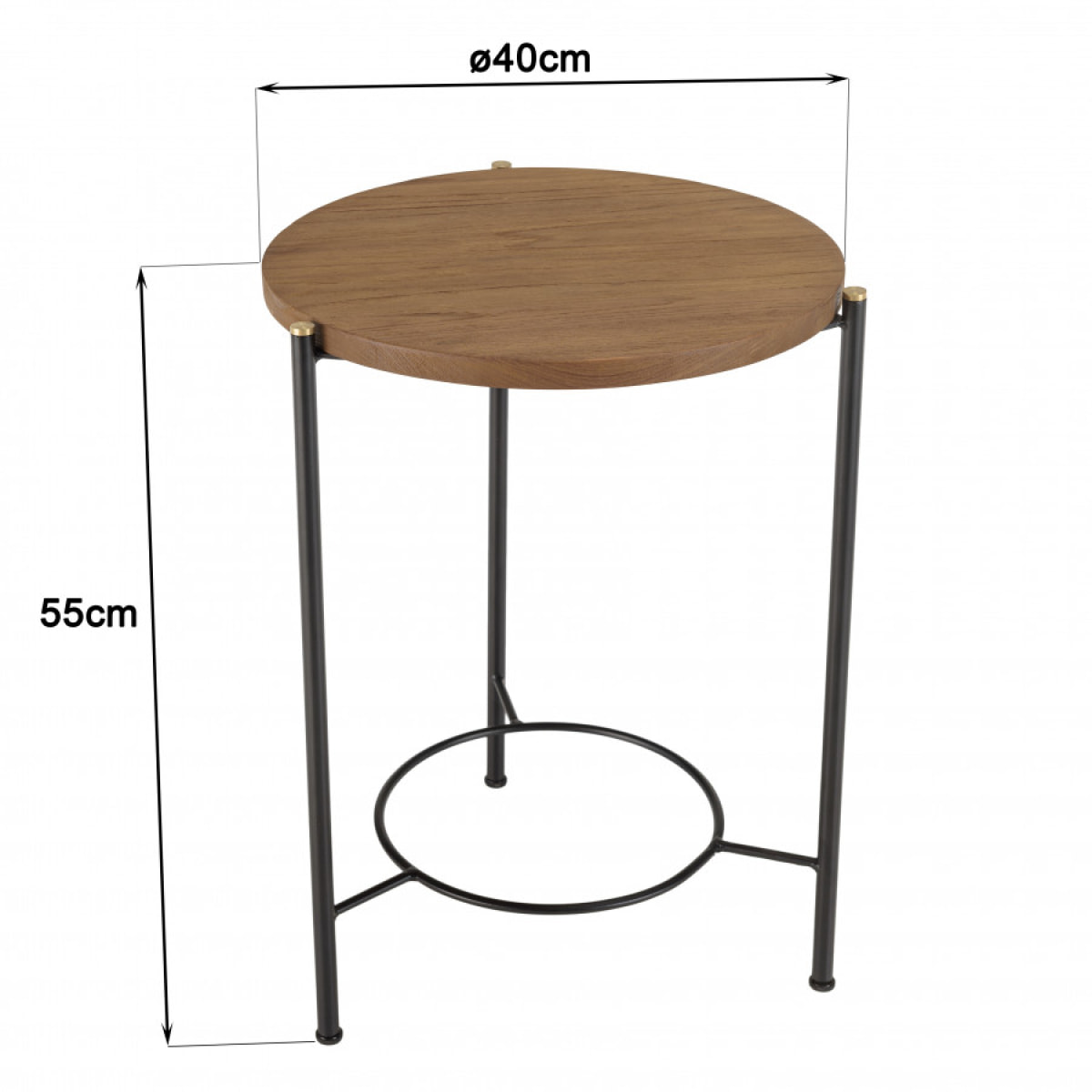 ALIDA - Table d'appoint ronde 3 pieds en métal noir