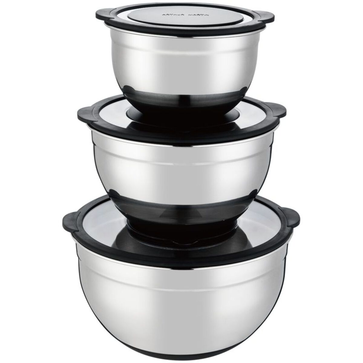 Set 3 bols mélangeurs inox noir