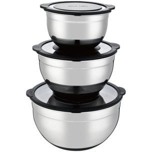 Set 3 bols mélangeurs inox noir