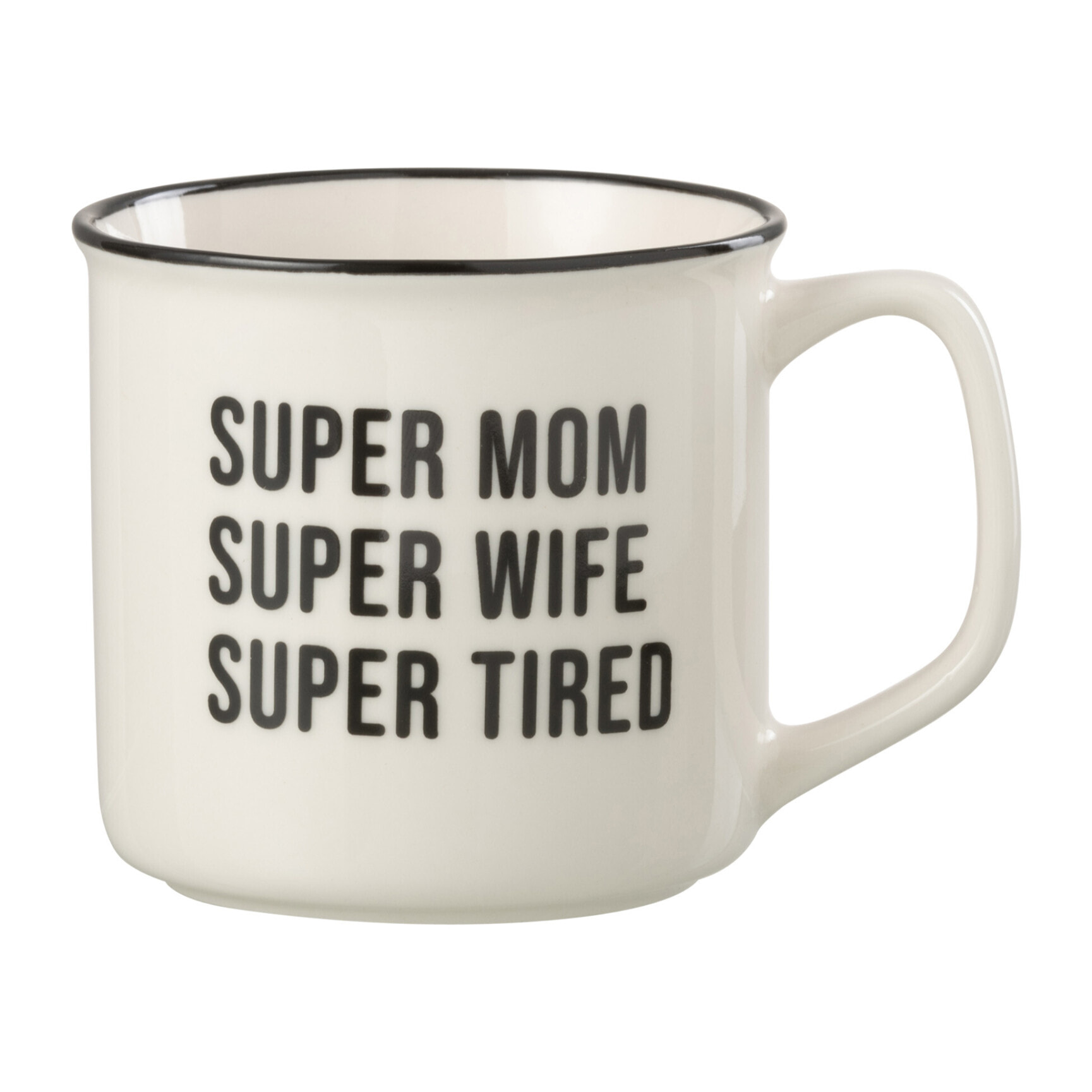 J-Line tasse Message Super - porcelaine - blanc/noir