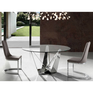 Mesa de Angel Cerda de cristal y acero 150x150x75cm
