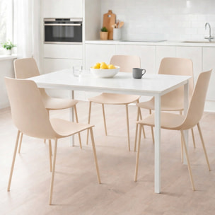 Set 4 Sedie Moderne Con Schienale Ergonomico In Polipropilene E Gambe In Metallo Cucina Sala Da Pranzo Soggiorno Ufficio 87 x 53 x 49 Cm Beige