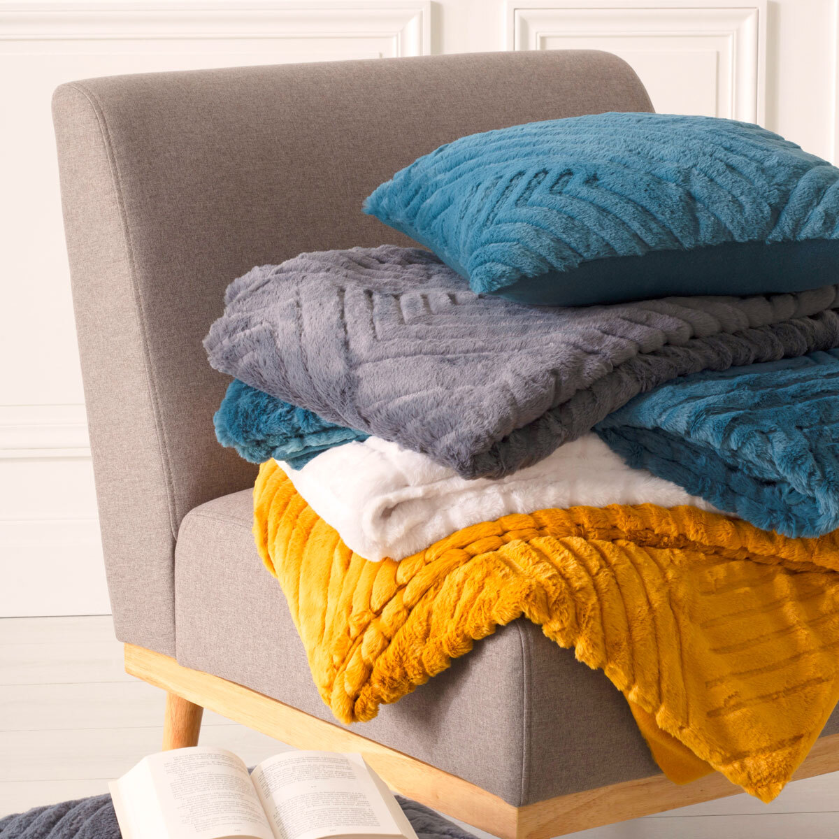 Plaid "3D Losange" en flanelle - gris 180x230 cm