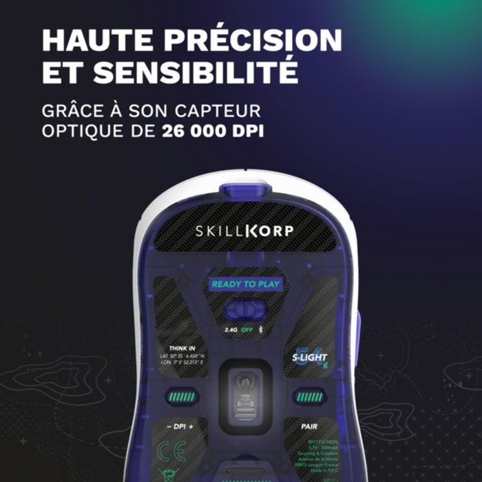 Souris Gamer Sans Fil SKILLKORP M20 Blanche Ultimate 1K