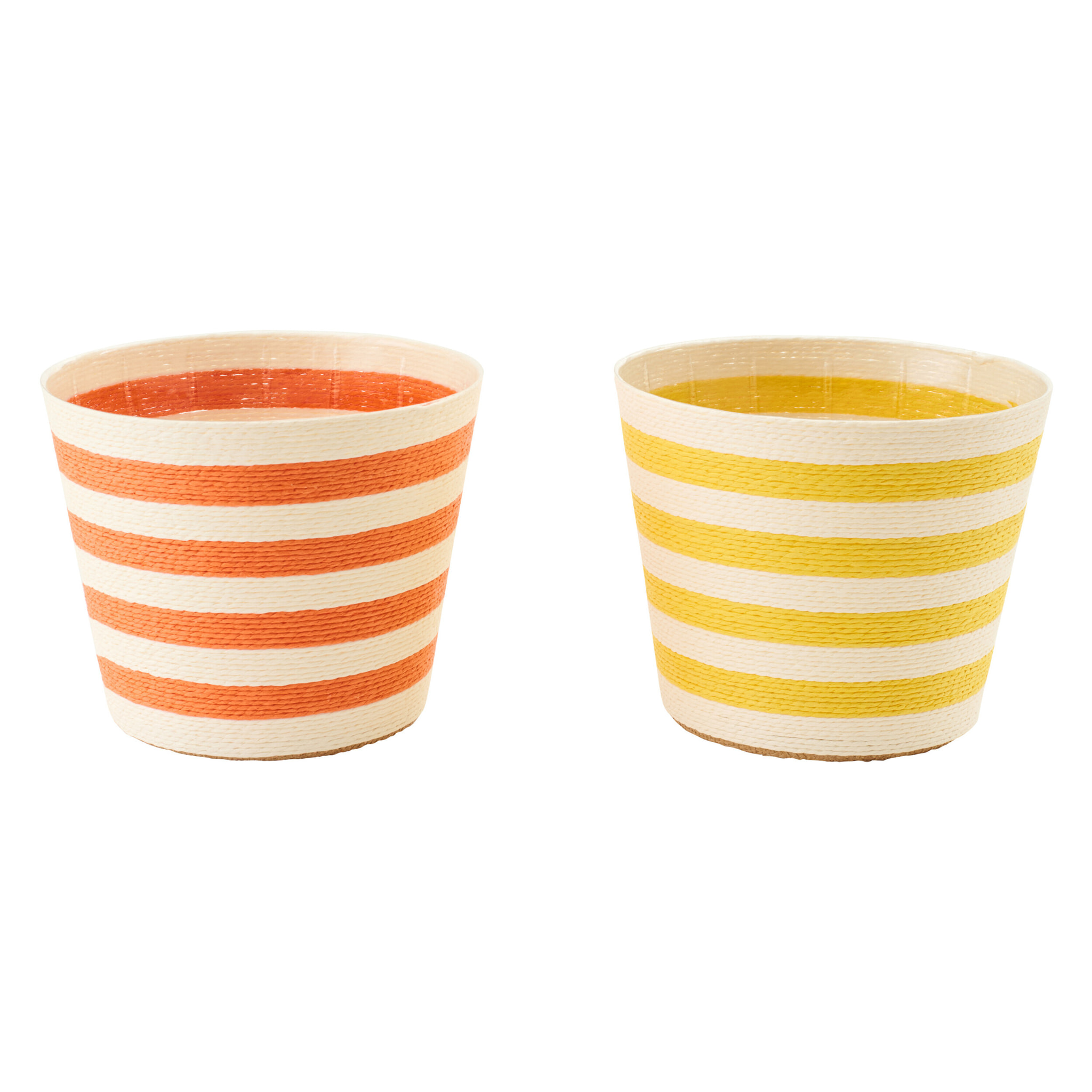 J-Line cache-pot Ligné - papier - jaune/orange - extra large - set de 2