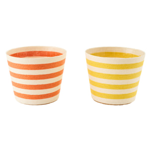 J-Line cache-pot Ligné - papier - jaune/orange - extra large - set de 2