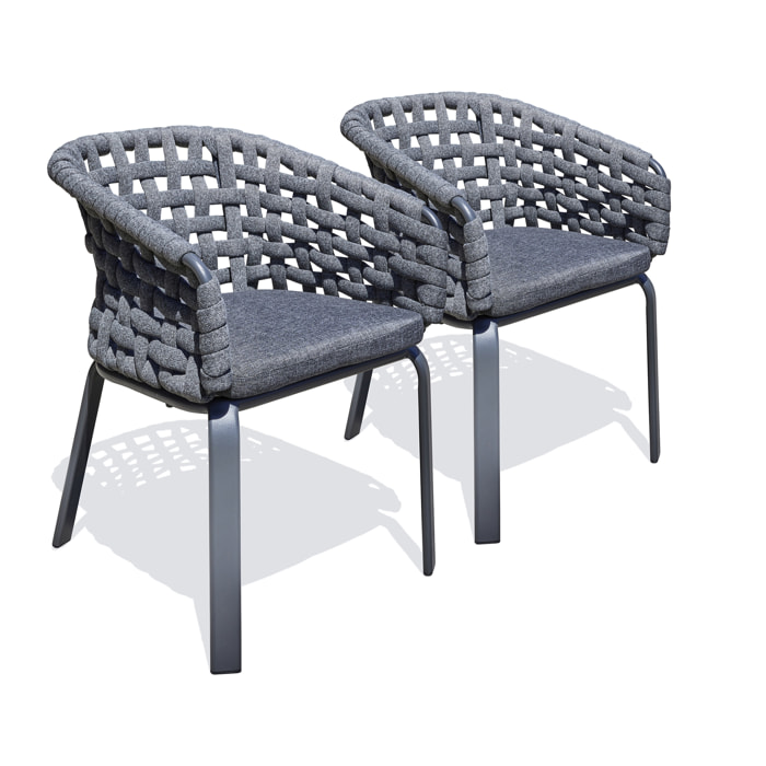 CAMARGUE - Lot de 2 fauteuil de jardin en corde tissée et aluminium