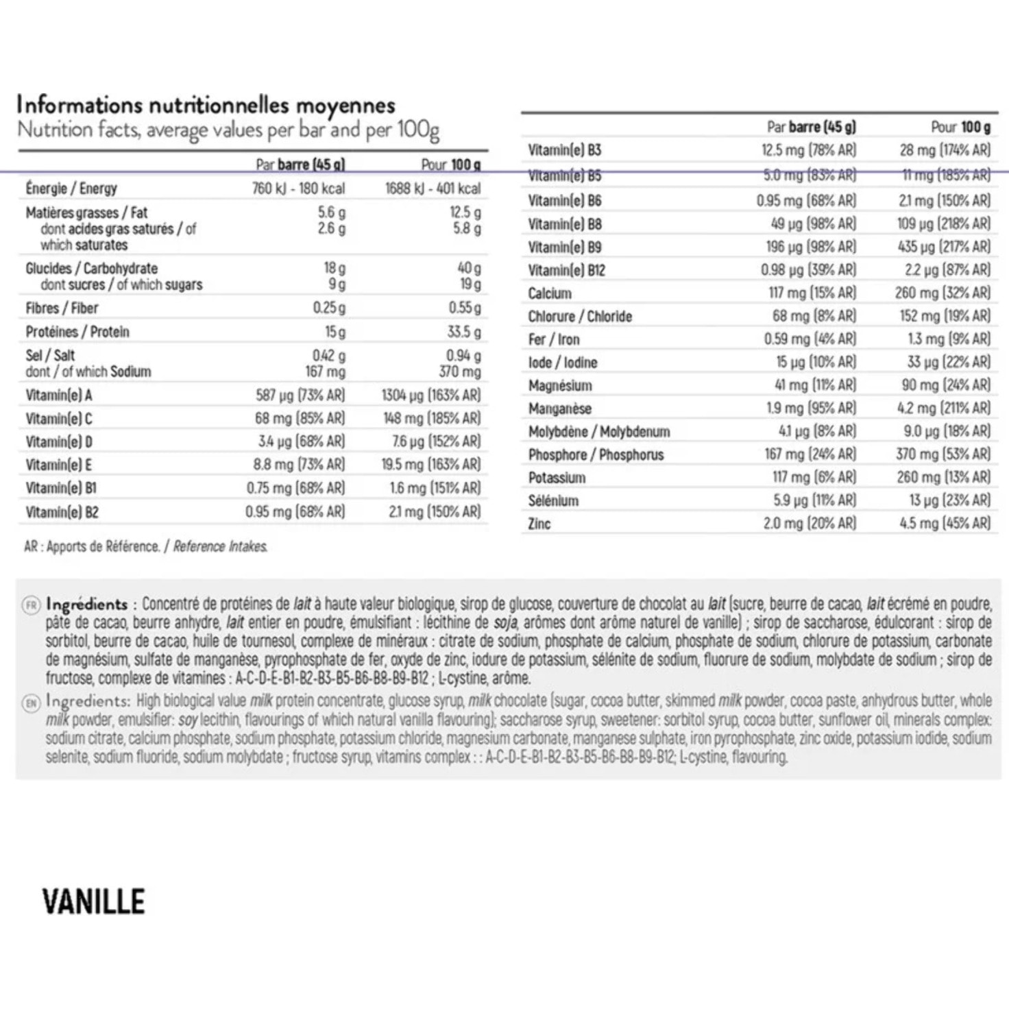 STC NUTRITION - Protein Bar - Barre hyperprotéinée - Favorise de meilleures performances et une meilleure récupération - Goût Chocolat, Coconut, Pomme, Fruits Rouges ou Vanille - 5 barres - Vanille