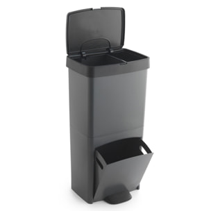 Cubo de basura 70l, vertical, 2 compartimentos, papelera residuos, 76 cm, fácil gestión