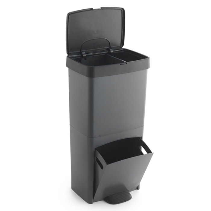 Cubo de basura 70l, vertical, 2 compartimentos, papelera residuos, 76 cm, fácil gestión