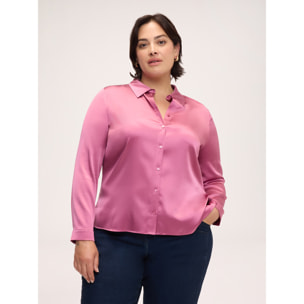 Fiorella Rubino - Camicia in seta stretch con colletto classico - Rosa