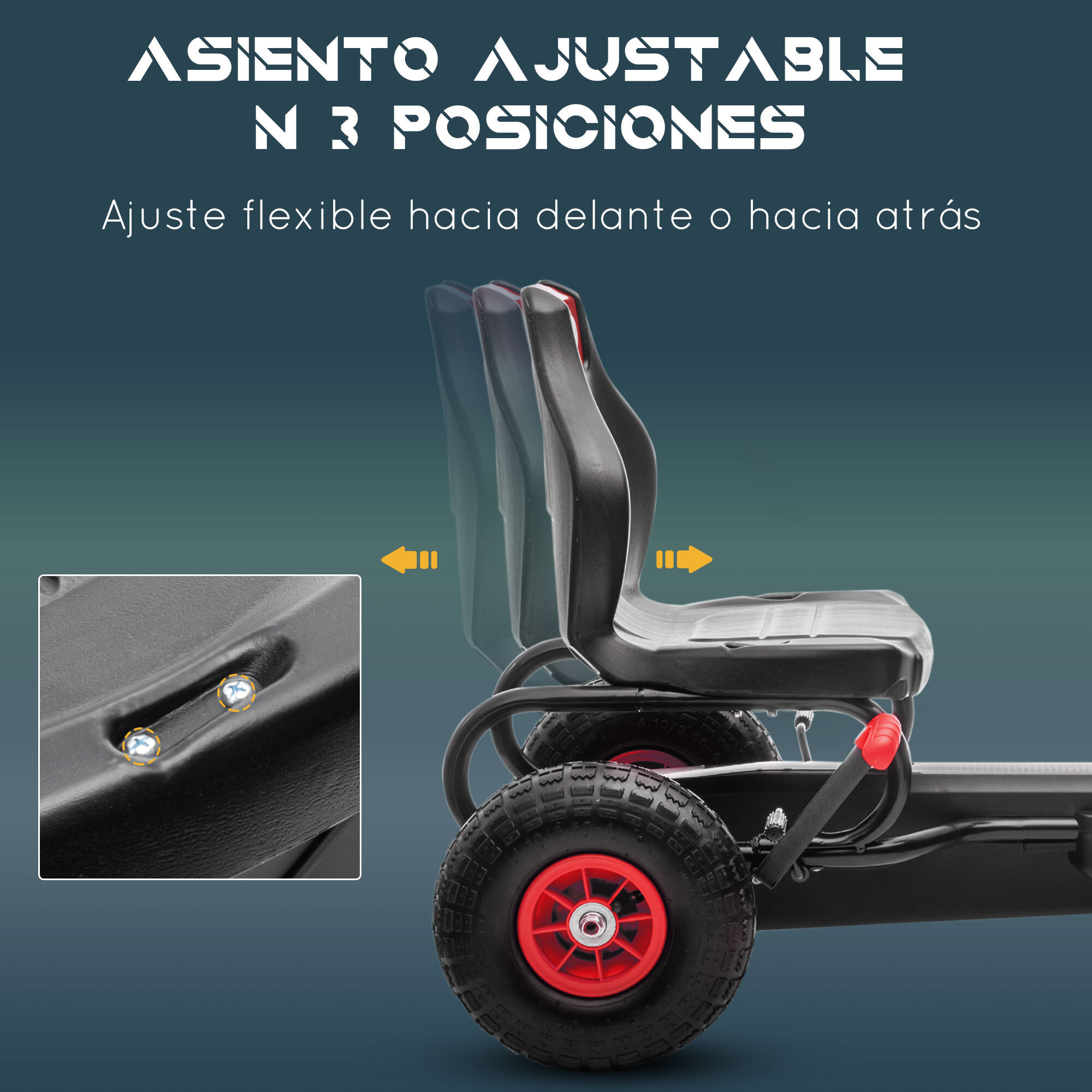 Go Kart a Pedales para Niños de 5-12 Años Coche de Pedales Infantil con Asiento Ajustable Neumáticos Inflables Amortiguador y Freno de Mano Carga 50 kg 121x58x61 cm Rojo