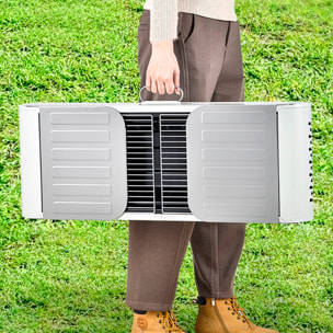 Barbecue portatile a carbone K-701 con design pieghevole, maniglia per il trasporto, ventilazione ottimizzata e ampi vassoi di stoccaggio integrati.