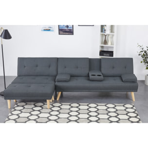 Canapé scandinave convertible 5 places en tissu gris ORLANDO