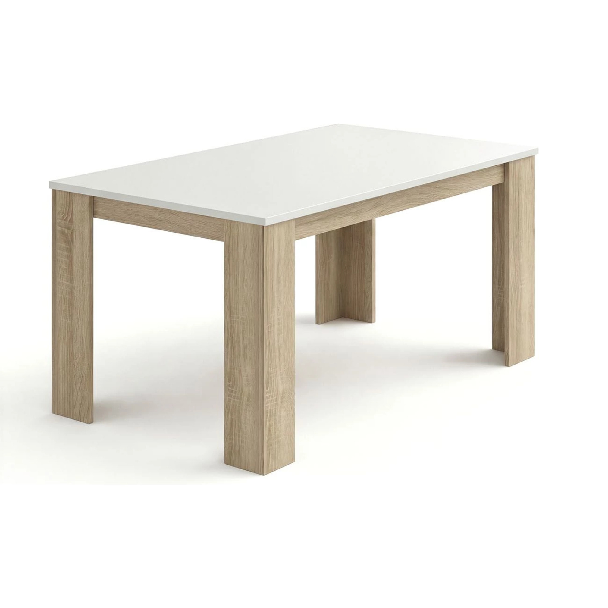 Mesa de comedor fija en roble canadian y blanco artik 140X80 cm Naya Roble Canadian - Blanco Artik (Blanco Mate)