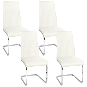 Juego de 4 Sillas de Comedor, Sillas de Cocina con Asiento y Respaldo Acolchado, Tapizado en Terciopelo, Patas de Acero, para Oficina, Conferencia, Sala de Estar, Crema