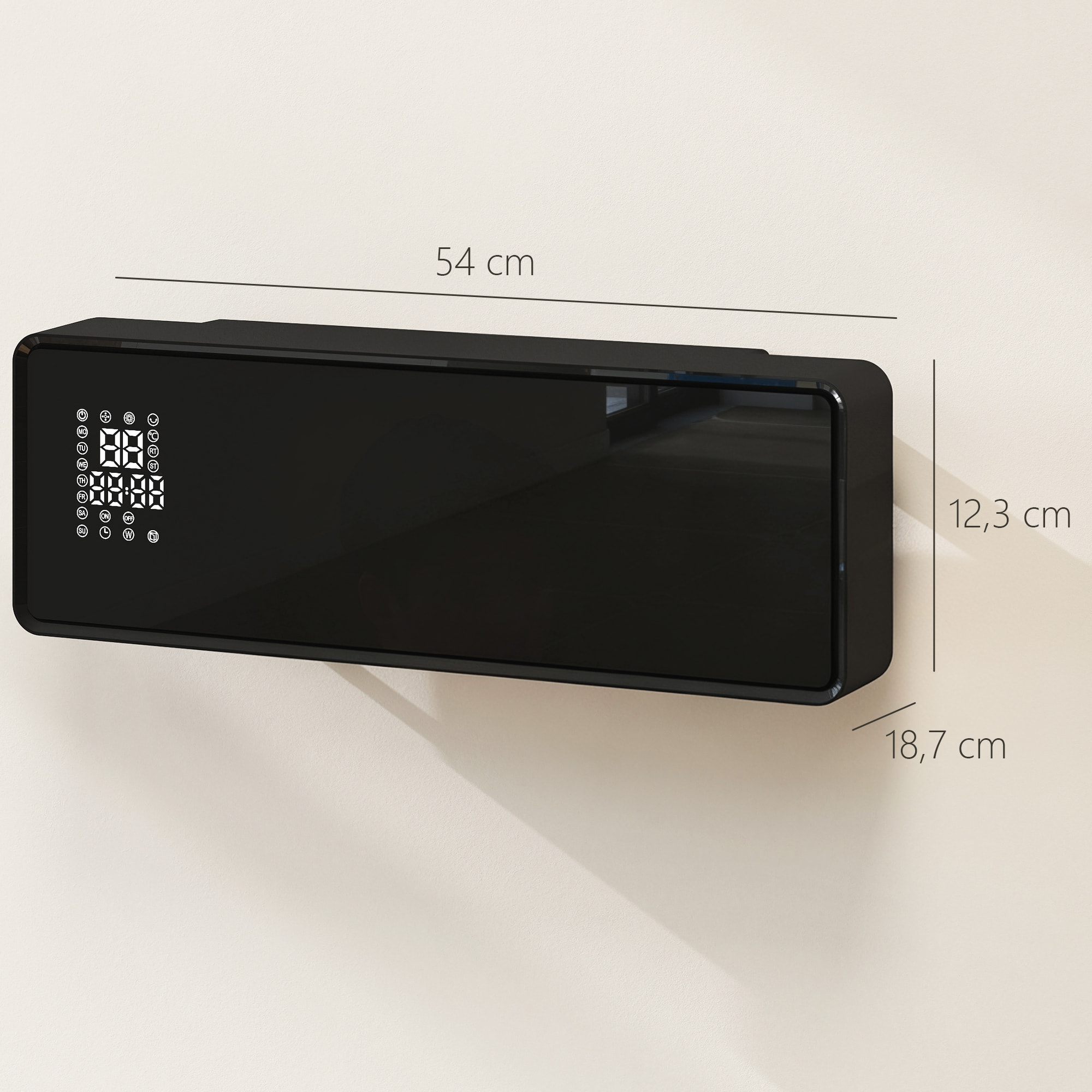 Chauffage soufflant mural 2000W chauffage céramique PTC radiateur réglable timer oscillant télécommande noir