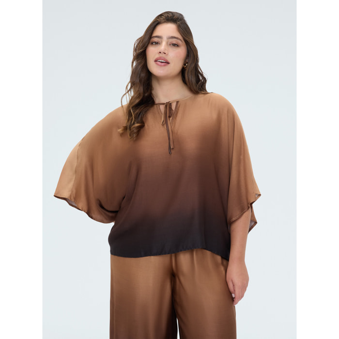 Fiorella Rubino - Blusa in raso effetto dégradé - Marrone