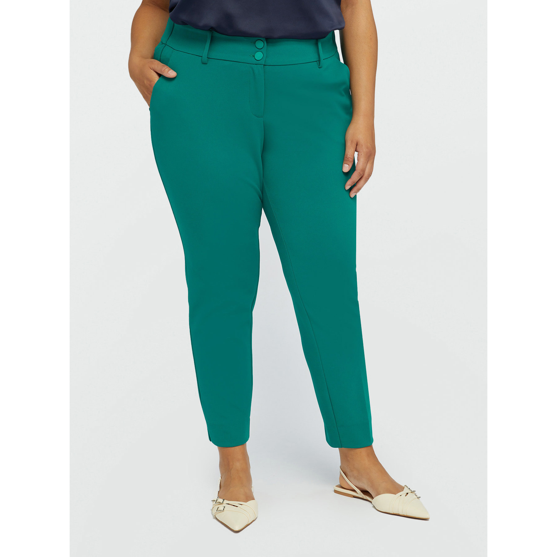 Fiorella Rubino - Pantalones rectos con bolsillos americanos - Verde