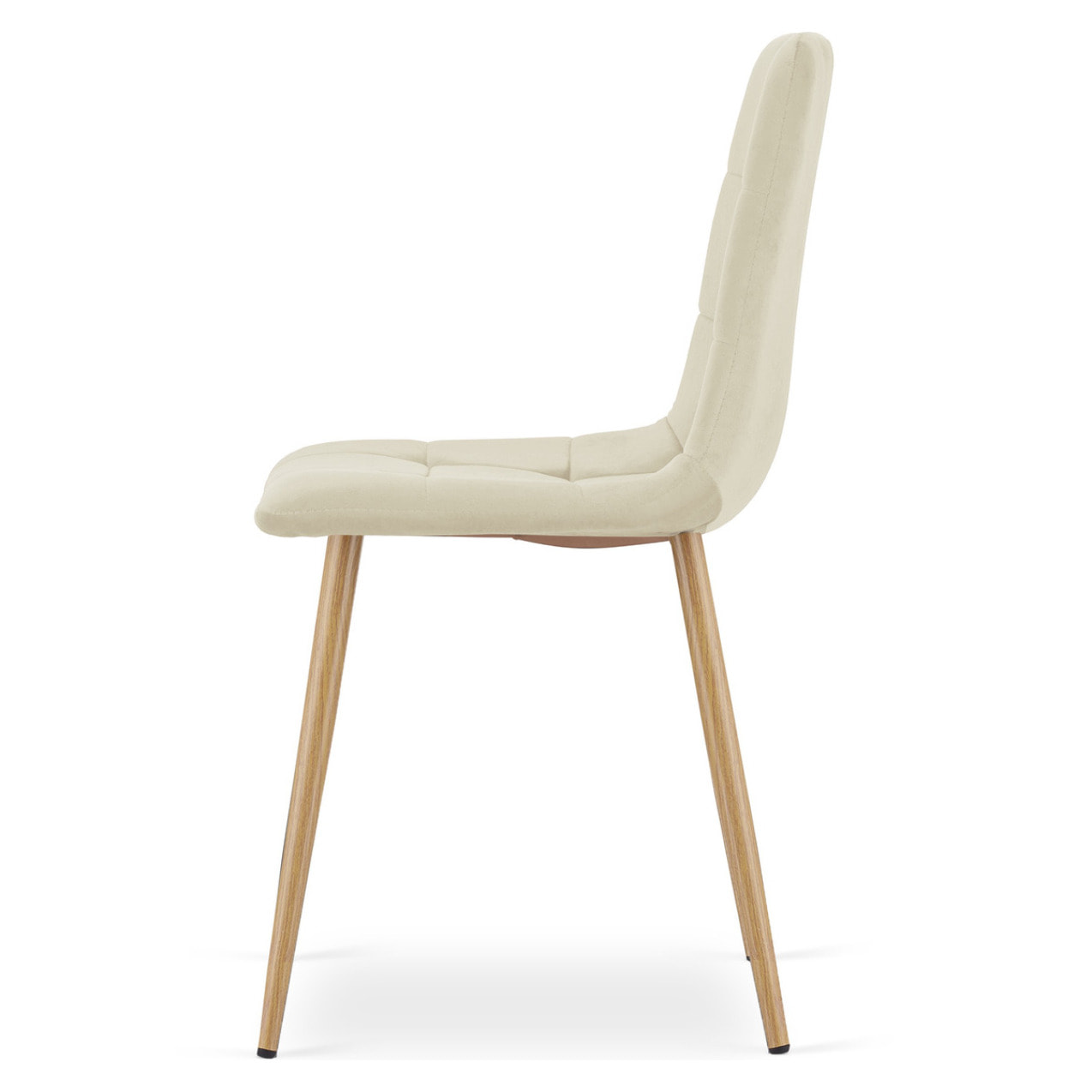 Sedia Kara in velluto beige chiaro con gambe effetto legno