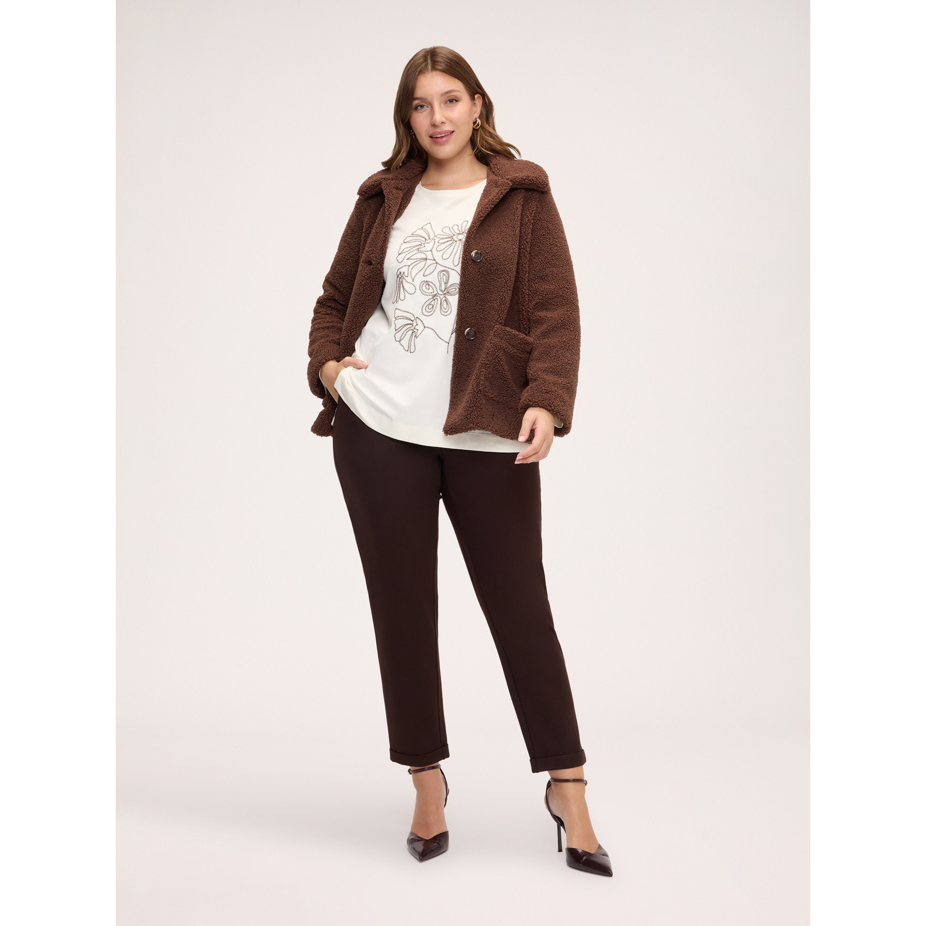 Fiorella Rubino - Pantaloni Balloon in Punto Milano - Marrone