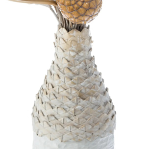 Composition florale artificielle vase osier H50cm