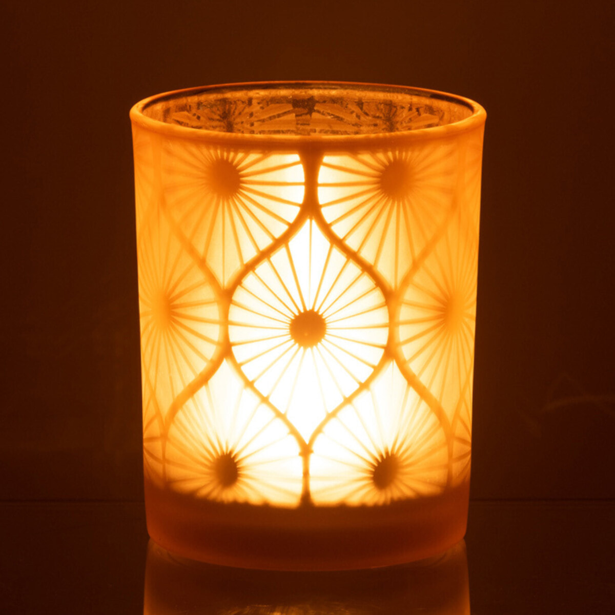 J-Line photophore Losange Fleurs - verre - jaune - medium - 2 pcs