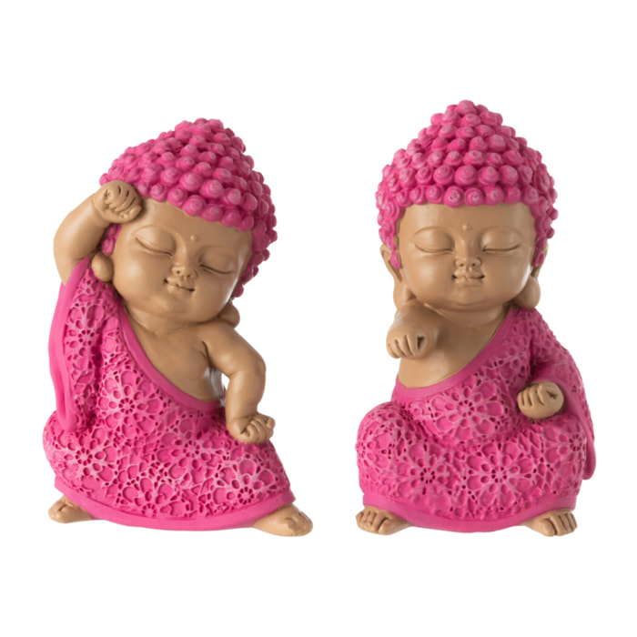 J-Line figurine Moine Combat - polyrésine - rose - 2 pcs