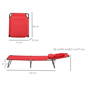 Bain de soleil pliable – Dossier 4 positions – Coussins inclus