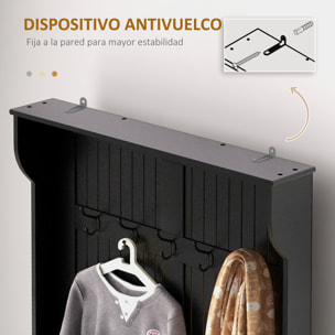 Perchero Zapatero, Perchero Entrada Recibidor con Banco de Almacenamiento y 5 Ganchos, Estilo Moderno, para Pasillo Dormitorio, 96x34x179,7 cm, Negro