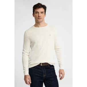 Maglione ecrù a girocollo e logo Rigby Go