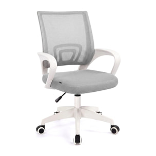 Silla de escritorio con respaldo transpirable en blanco y gris 84-94 cm Nika Blanco - Gris