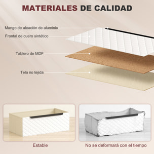 Cómoda con 6 Cajones de Tela, Cómoda para Dormitorio, Frentes con Patrón de Diamante, Cajonera para Salón, Oficina, Vestidor, Natural y Blanco