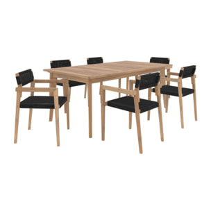 Ensemble table et 6 chaises de jardin en bois de teck - Tunga
