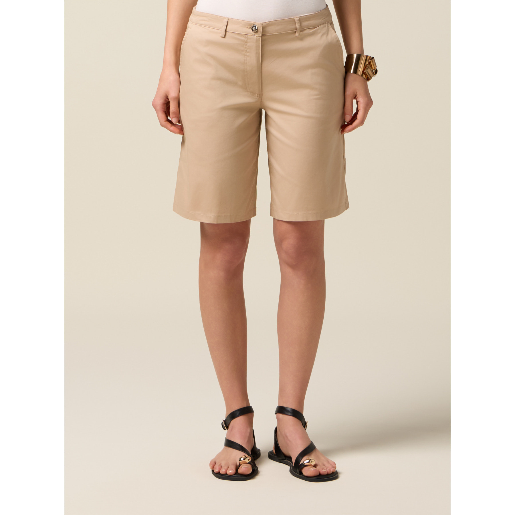 Oltre - Bermudas de mezcla de algodón - Beige