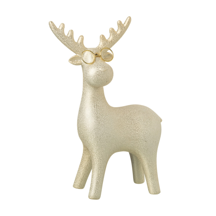 J-Line figurine Renne - porcelaine - blanc/or - large