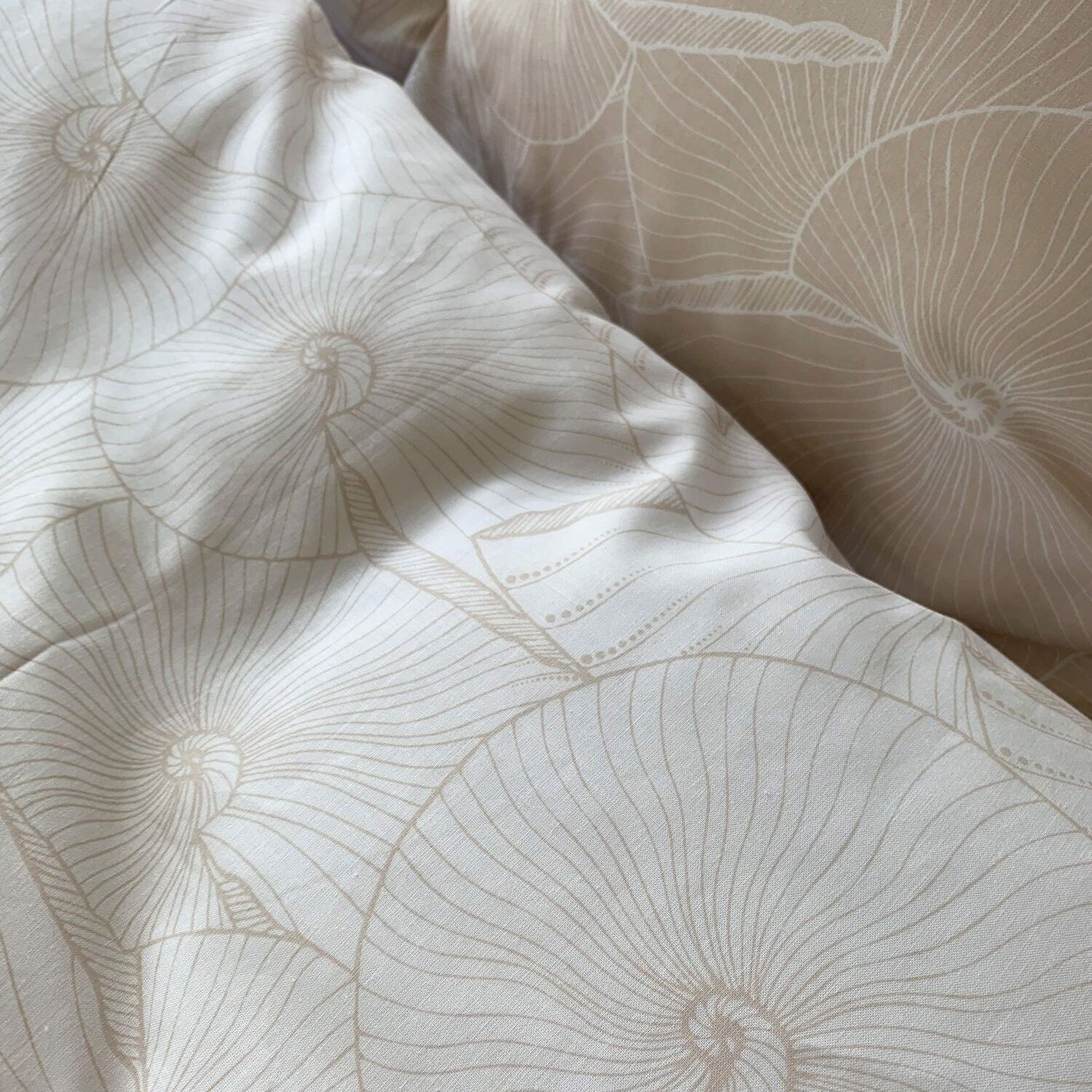 Parure housse de couette 3pcs 100% coton lyocell 57fils plage revers.