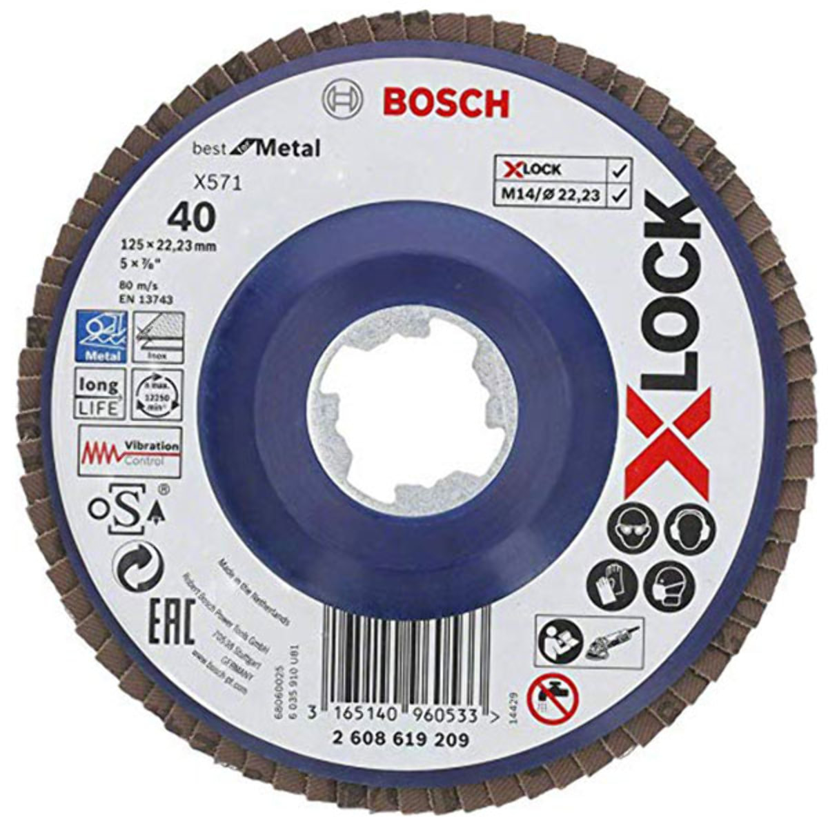 Disque X-Lock lamelle plat Best Metal BOSCH Ø125 Grain 120 - 2608619212